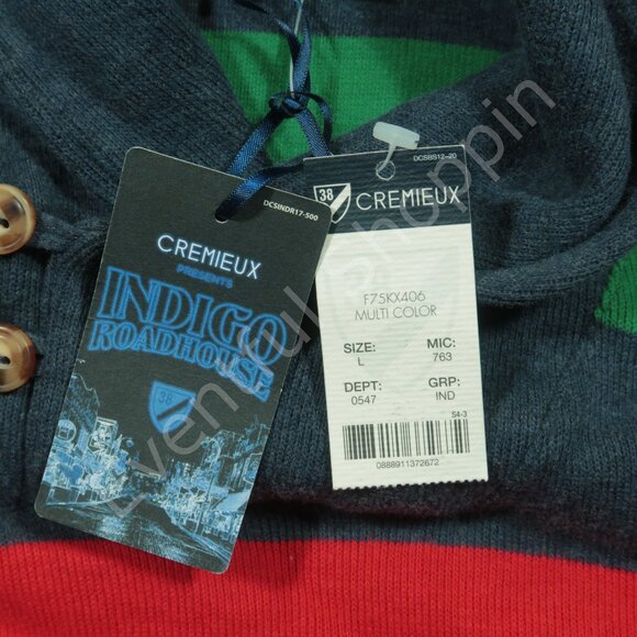 Cremieux Shawl Collar Sweater Mens L Blue Multi Colorblock Pullover New - Picture 4 of 6